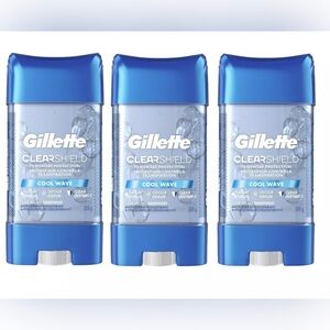 3x’s Gillette Clear Gel Antiperspirant Bundle NWT. Cool Wave scent 72 hour.